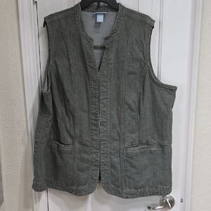 LIZ & Me Vintage Gray Denim Vest Size 2X 22/24